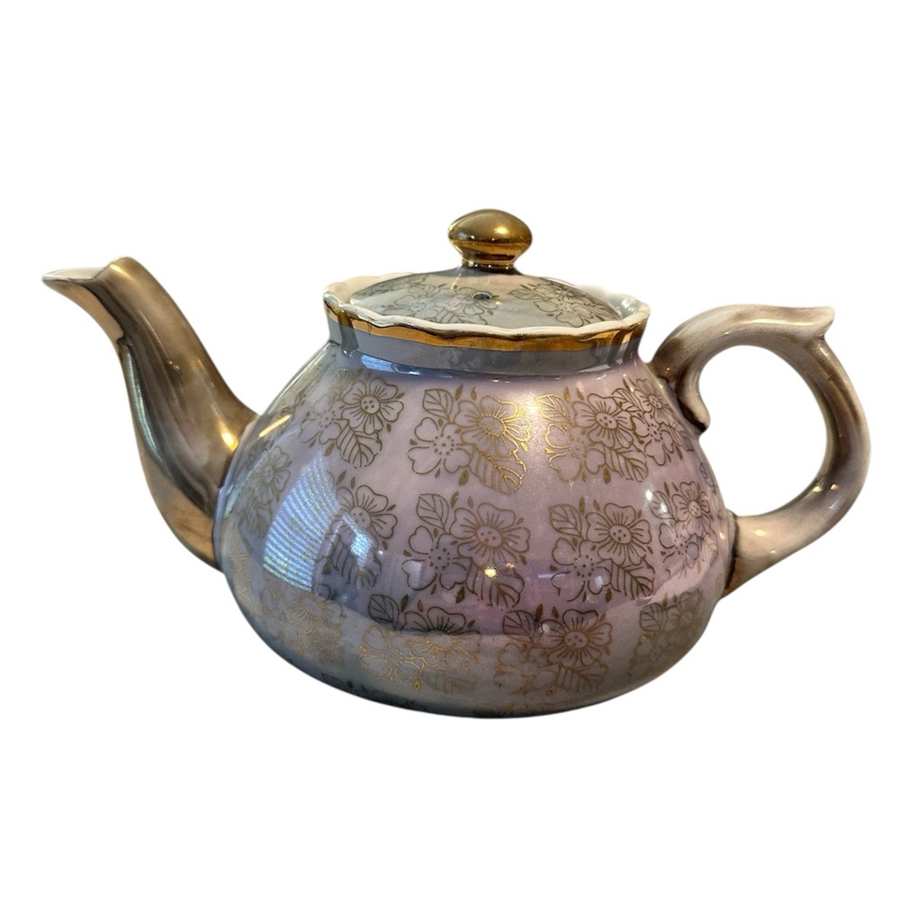 Finland Arabia Teapot Delcoronado Nasco Marble Prpl/Grn Finish Gold Trim Teapot